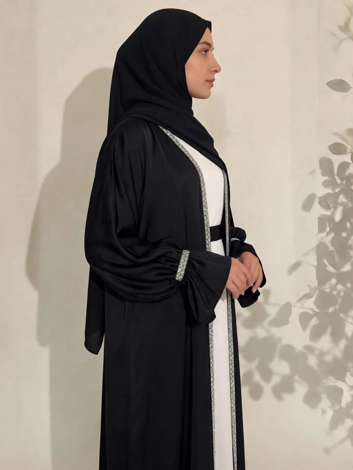 SAHARA DOUBLE SHRUG ABAYA | BLACK