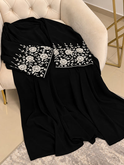 INAYA FRONT OPEN ABAYA | BLACK