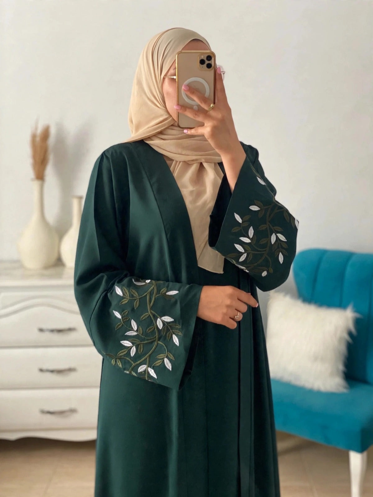 ERAH DOUBLE SHRUG ABAYA | BOTTLE GREEN