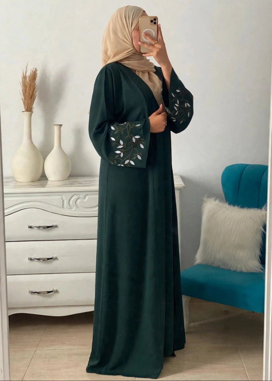 ERAH DOUBLE SHRUG ABAYA | BOTTLE GREEN