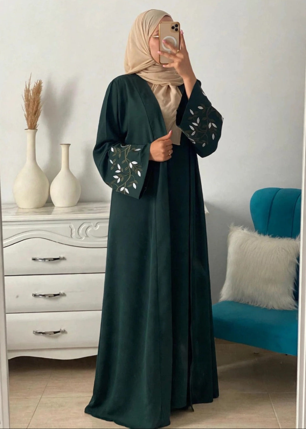 ERAH DOUBLE SHRUG ABAYA | BOTTLE GREEN