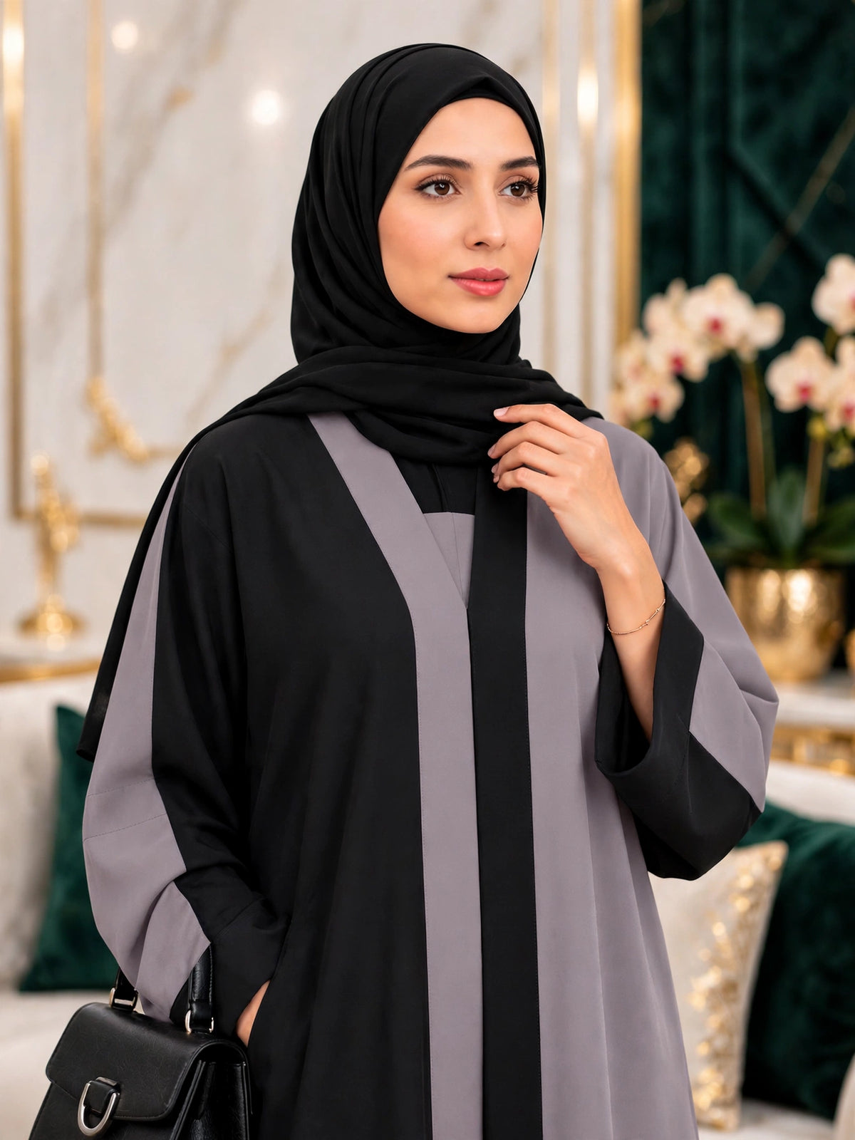 REEBA FULLY CLOSED ABAYA | GRAY