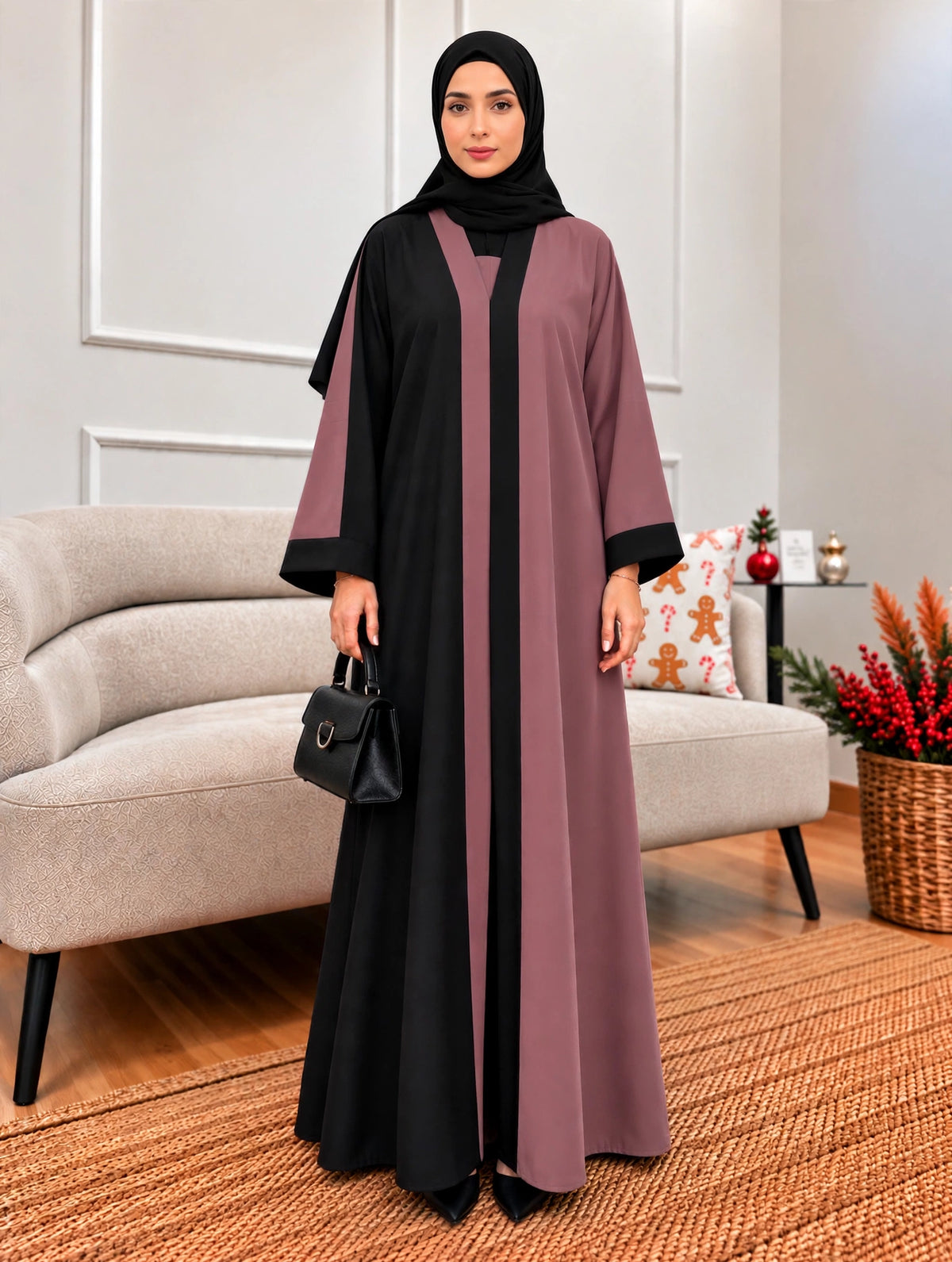 REEBA FULLY CLOSED ABAYA | DUSTY PINK