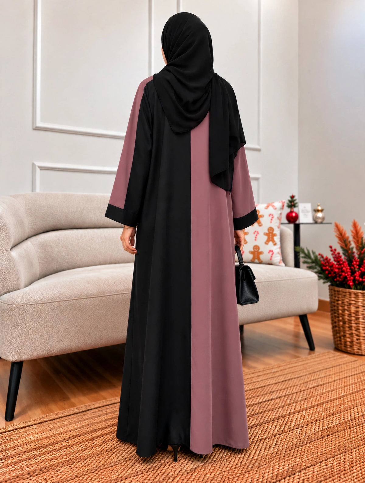 REEBA FULLY CLOSED ABAYA | DUSTY PINK