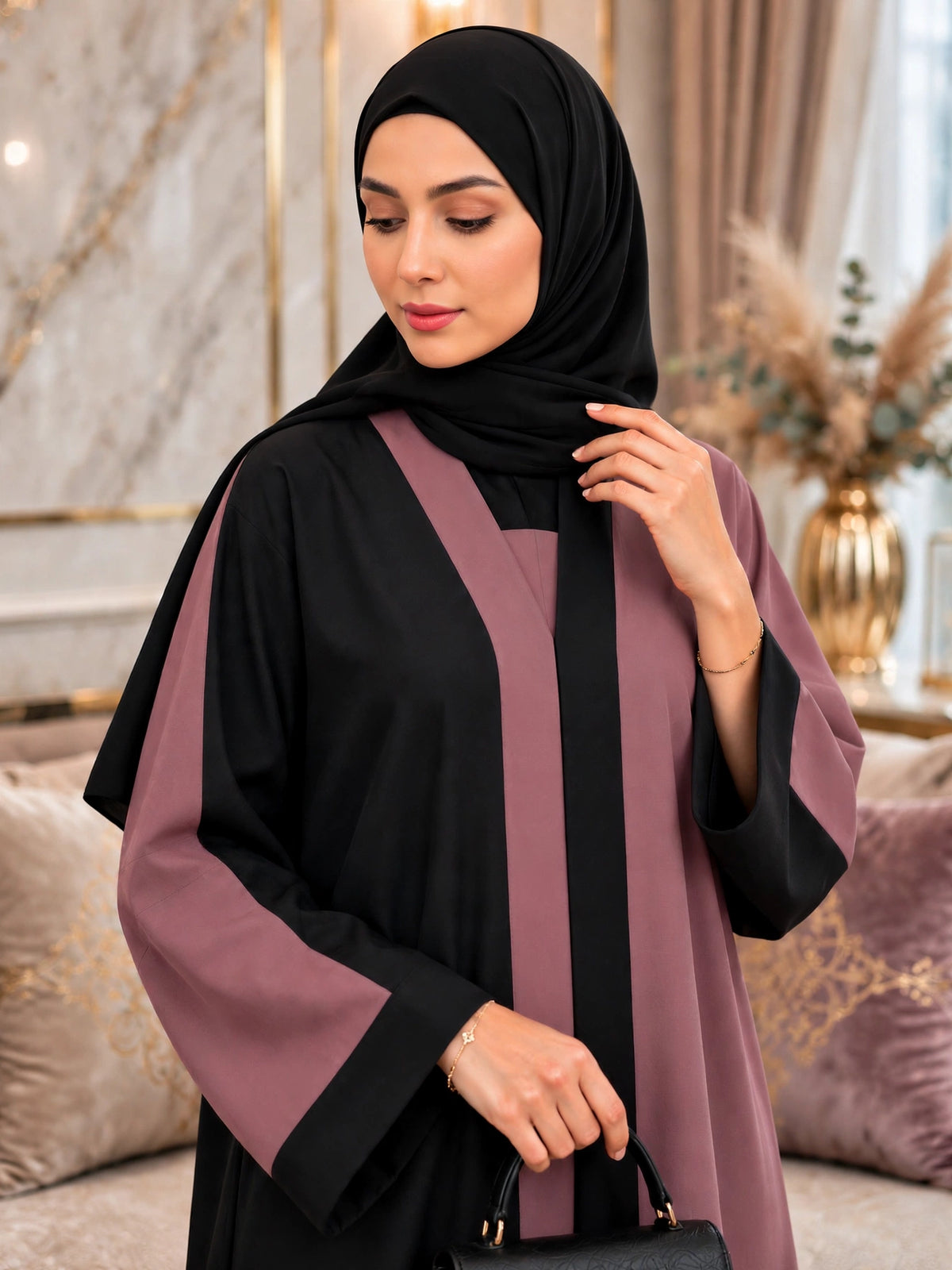 REEBA FULLY CLOSED ABAYA | DUSTY PINK
