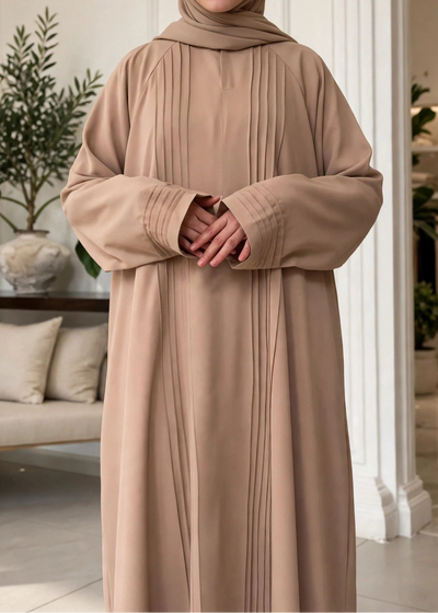 SHARJEENA FULLY CLOSED ABAYA | NUDE