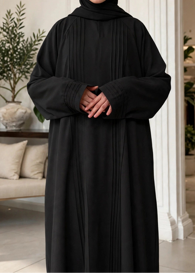 SHARJEENA FULLY CLOSED ABAYA | BLACK