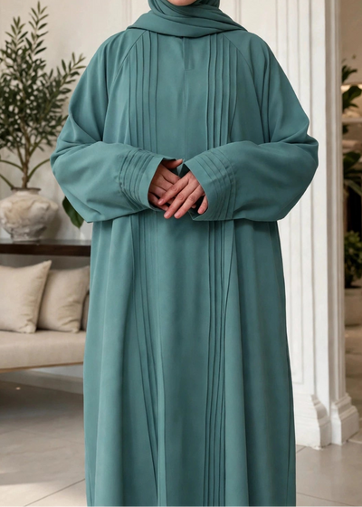 SHARJEENA FULLY CLOSED ABAYA | SEA GREEN