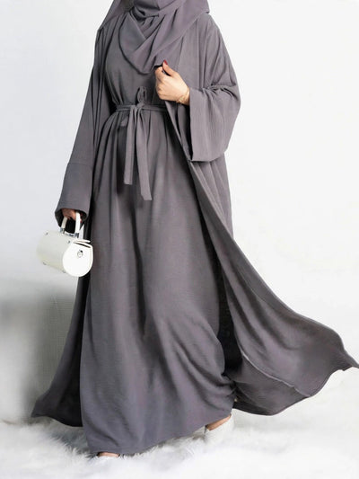 DUBAI CRUSH DOUBLE SHRUG ABAYA | DD GRAY