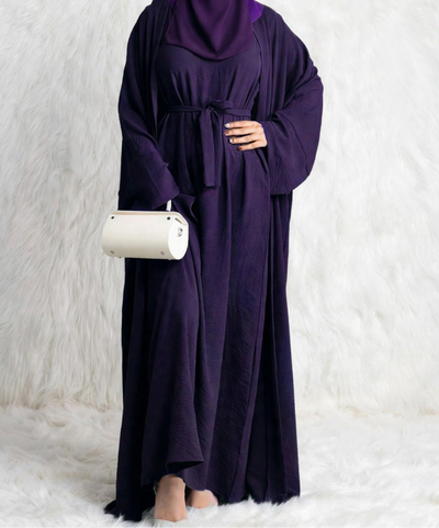 DUBAI CRUSH DOUBLE SHRUG ABAYA | PURPLE