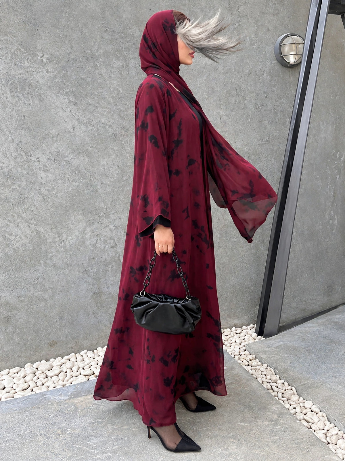 TAI DIE DOUBLE SHRUG ABAYA | RED