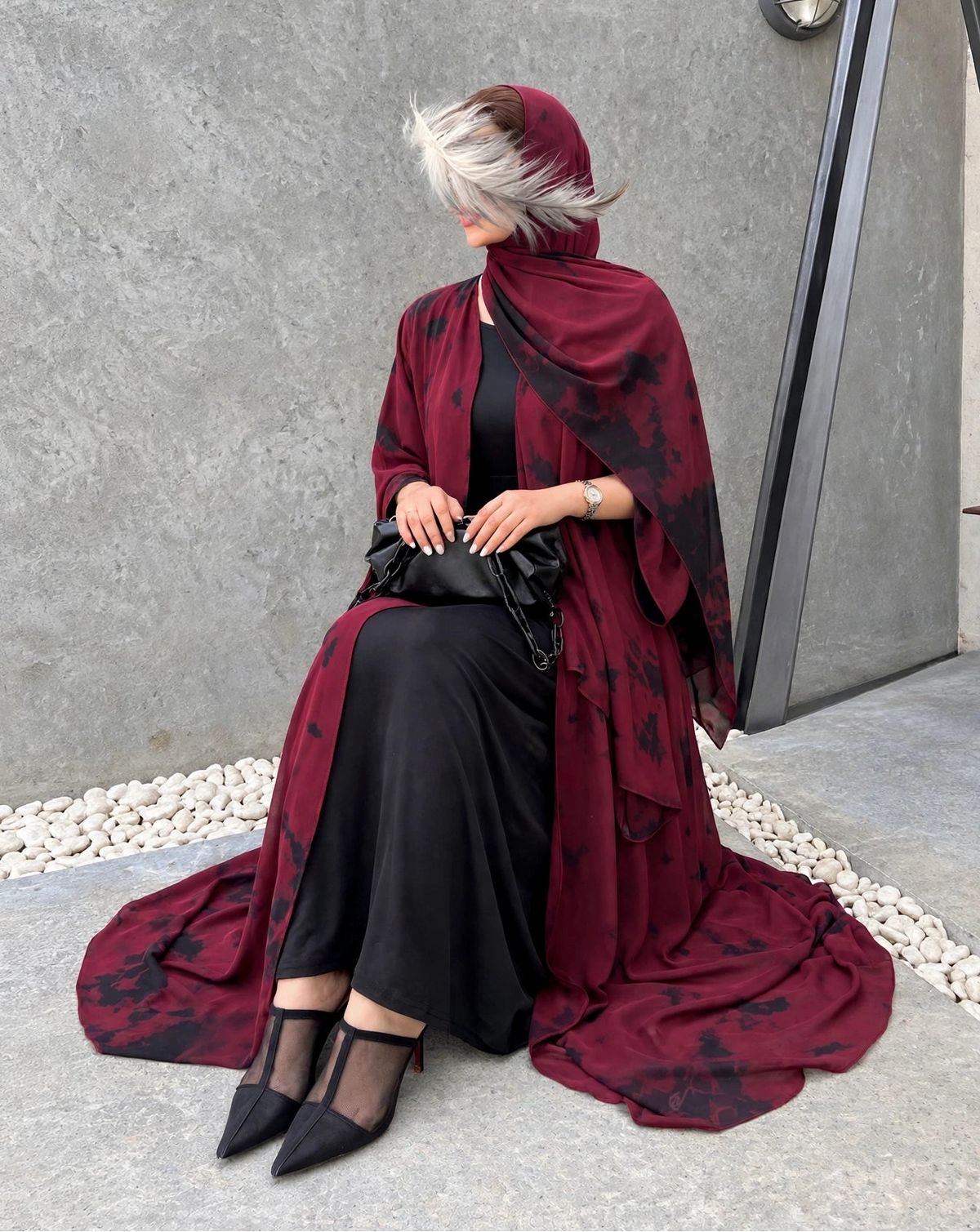 TAI DIE DOUBLE SHRUG ABAYA | RED