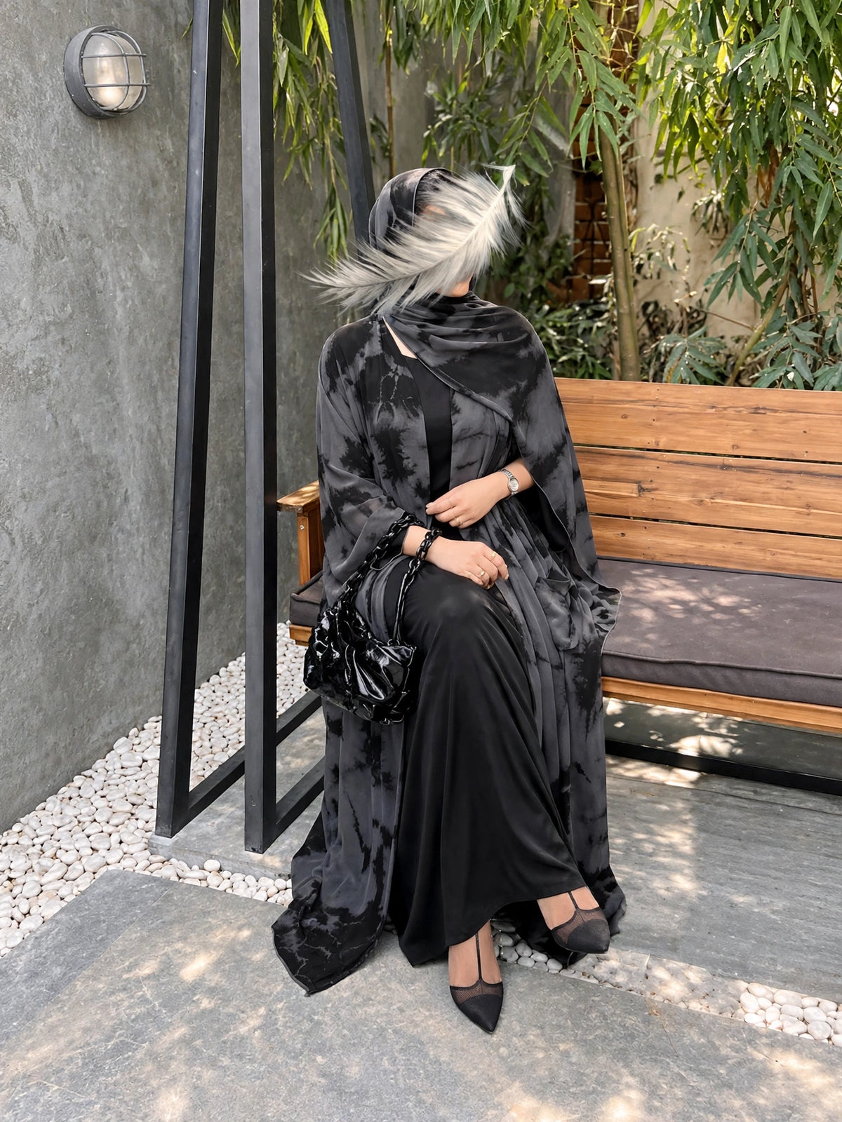 TAI DIE DOUBLE SHRUG ABAYA | GRAY