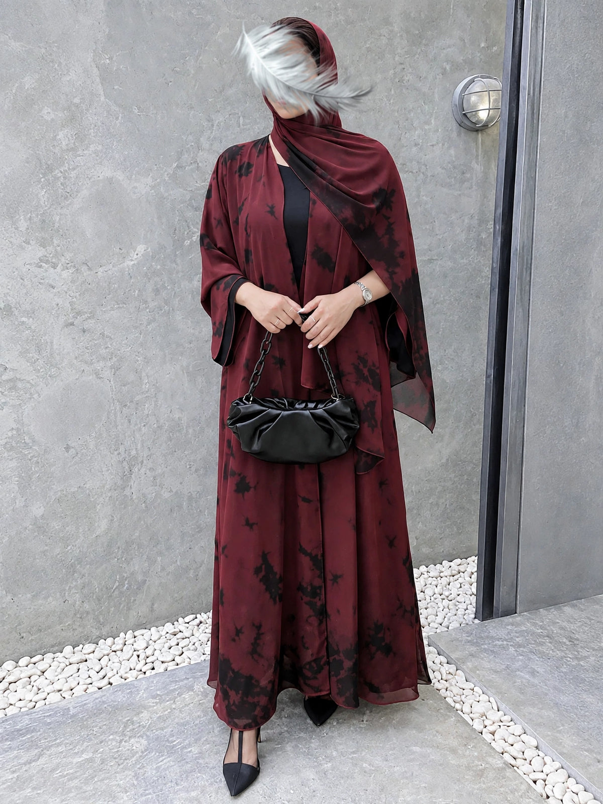 TAI DIE DOUBLE SHRUG ABAYA | MAROON