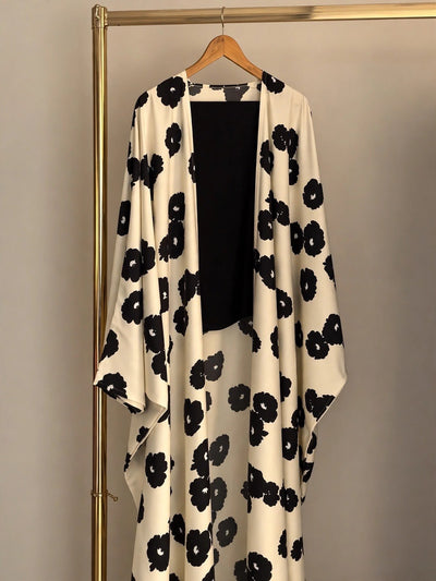 KASHAF DOUBLE SHRUG ABAYA | NUDE