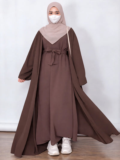 ANAM DOUBLE SHRUG ABAYA | MOCHA BROWN