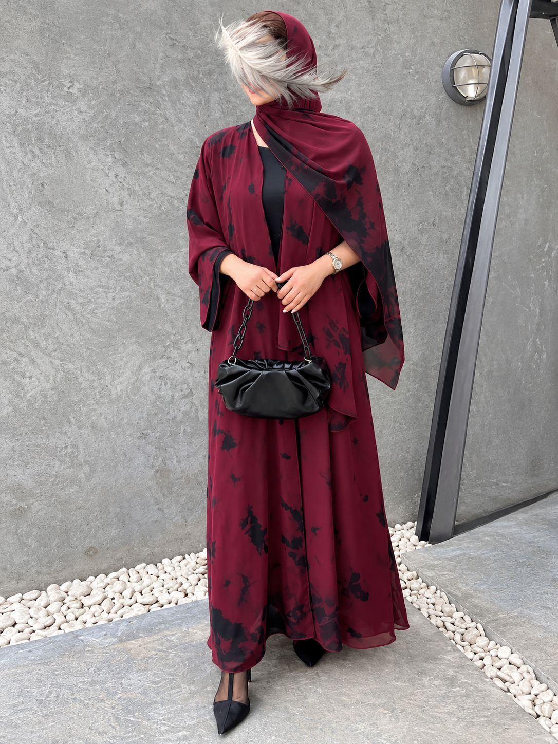 TAI DIE DOUBLE SHRUG ABAYA | RED