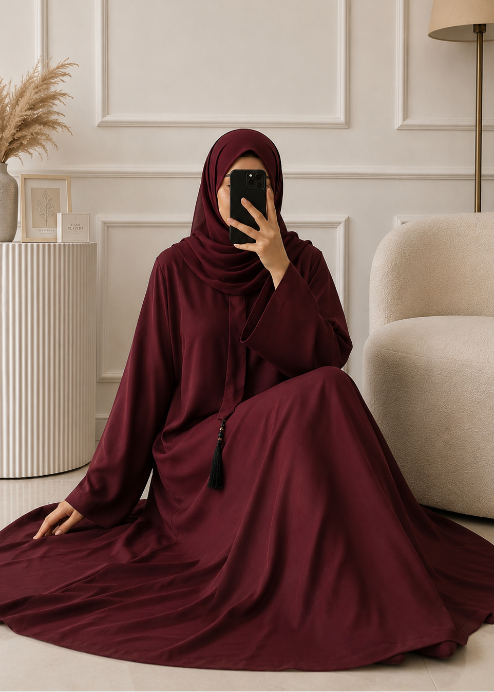 5884 - FULLY CLOSED ABAYA | MAROON