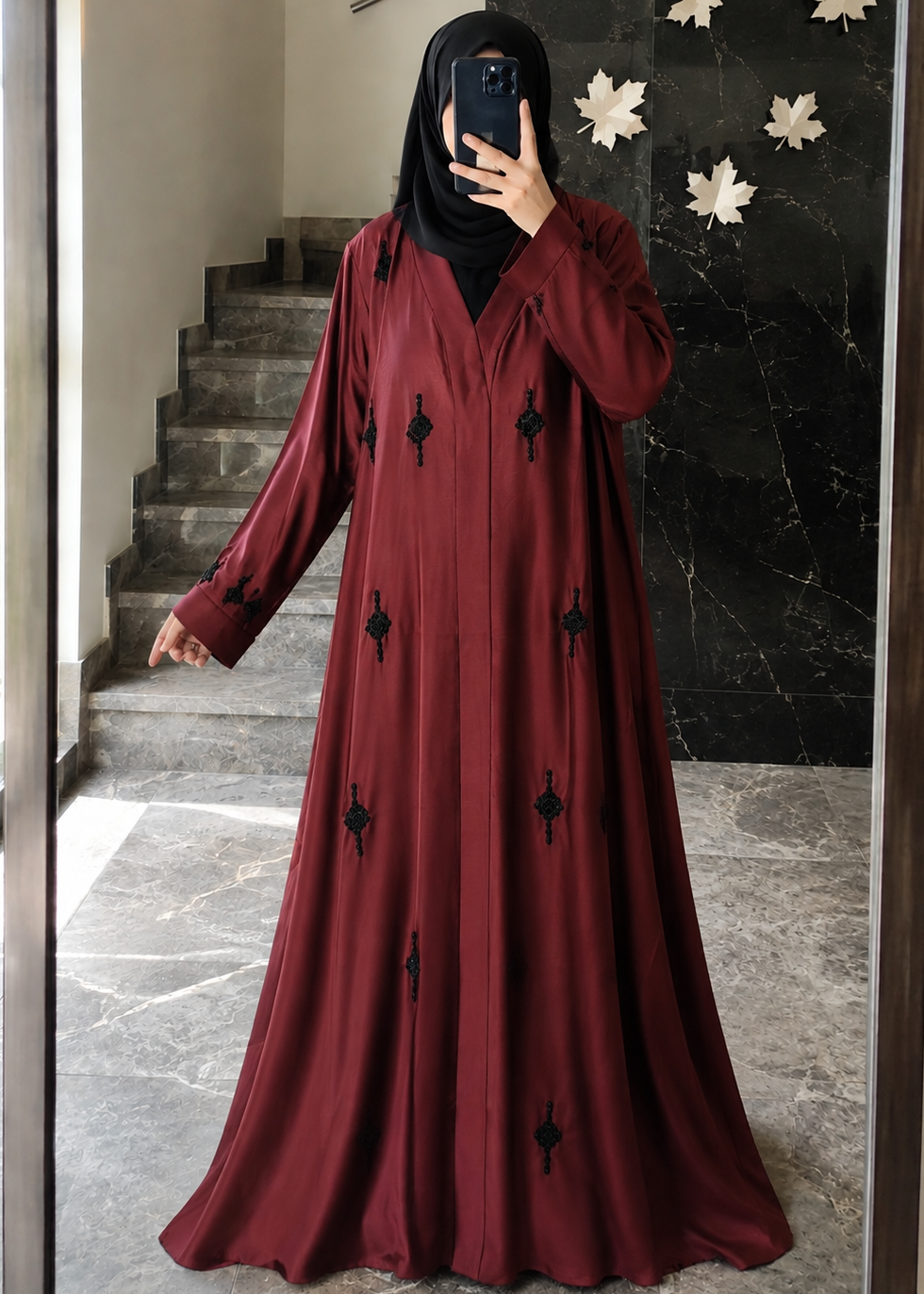 8540- FULLY CLOSED RAHA ABAYA | RED