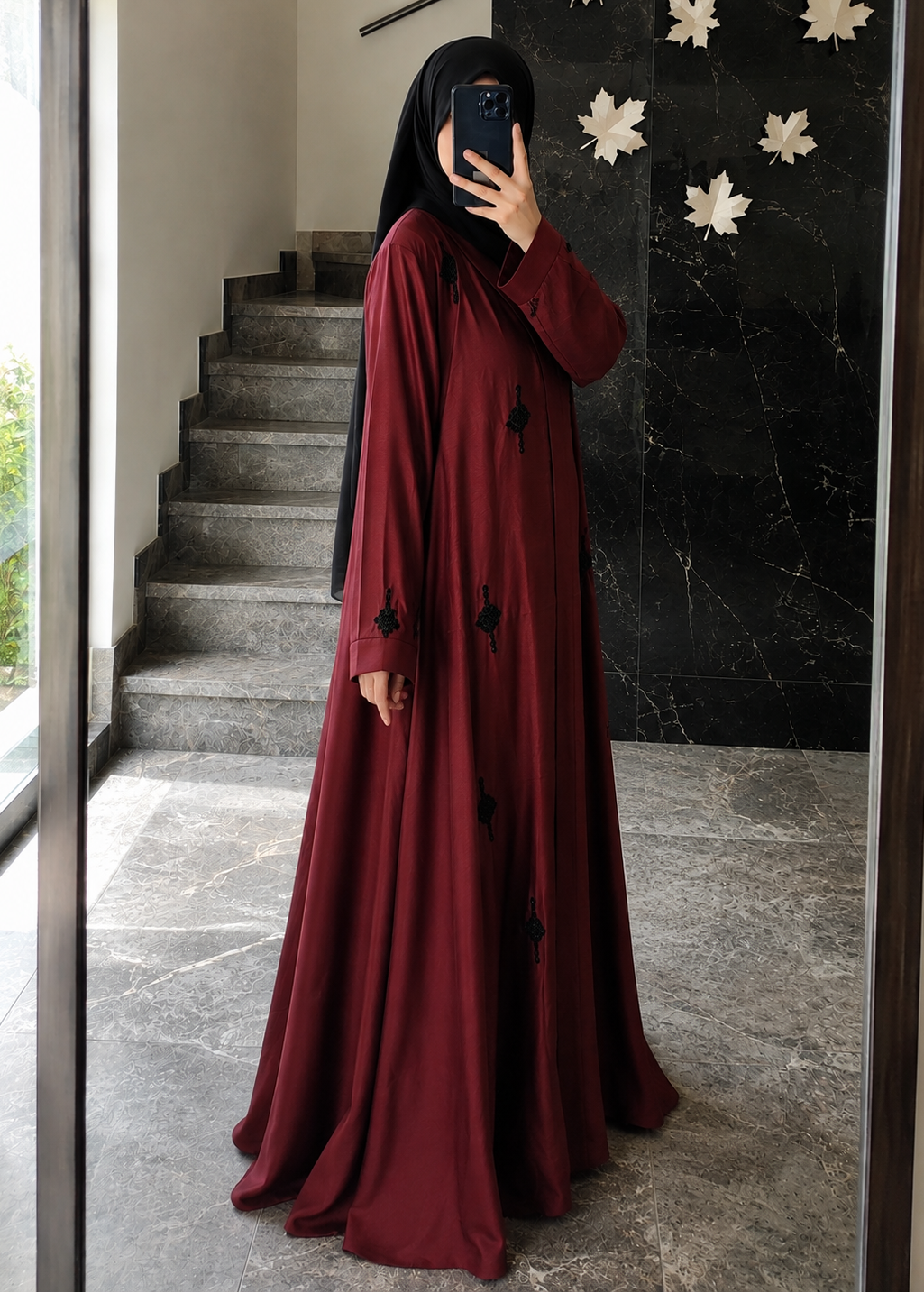 8540- FULLY CLOSED RAHA ABAYA | RED