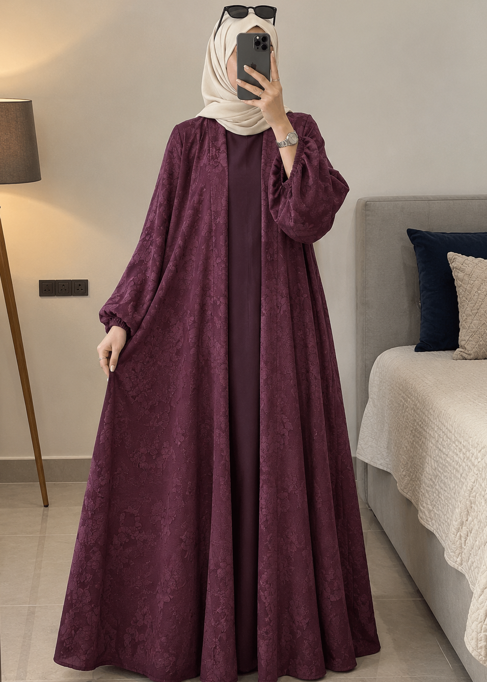 8457 - DOUBLE SHRUG ABAYA | GREEN