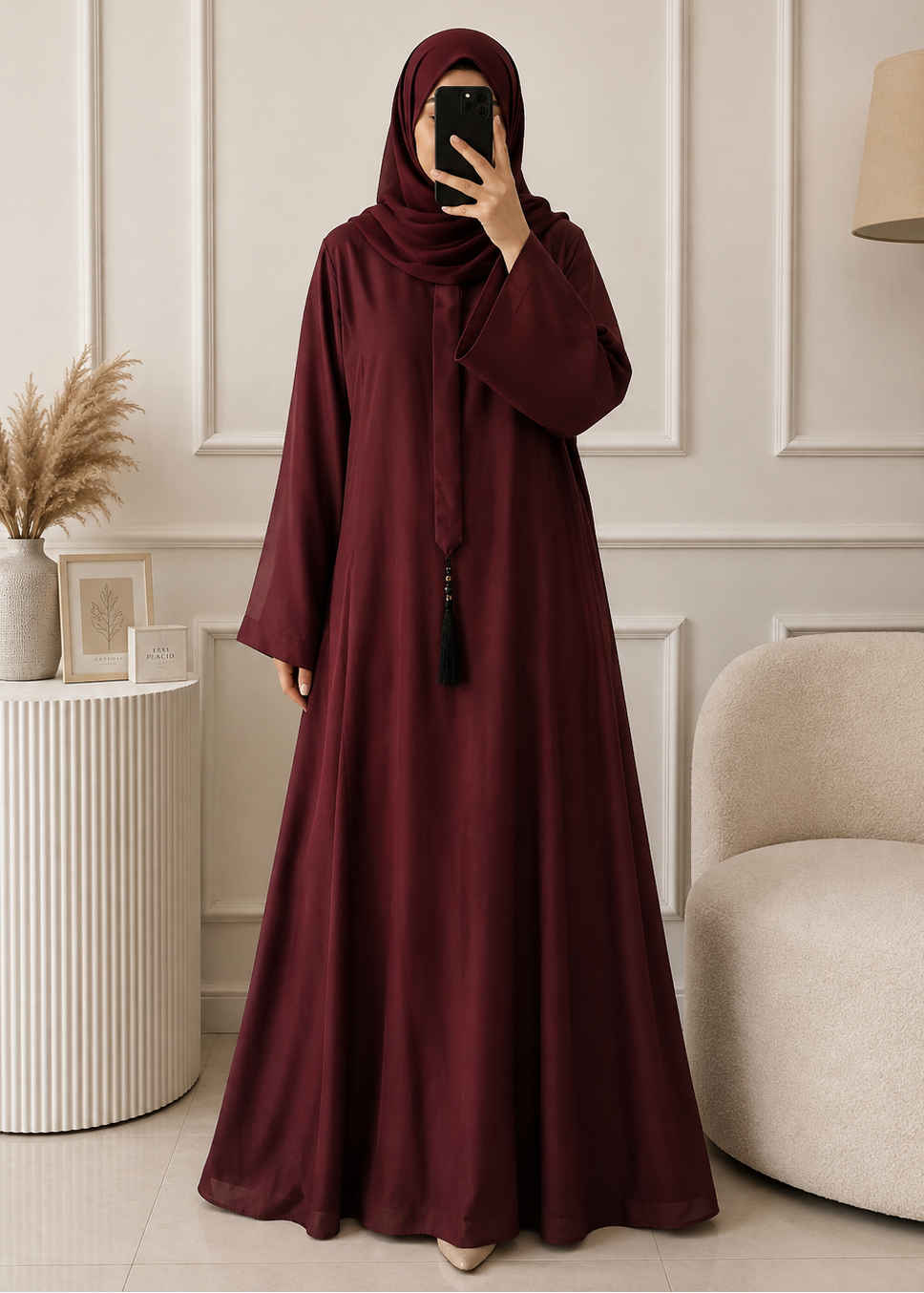 5884 - FULLY CLOSED ABAYA | MAROON