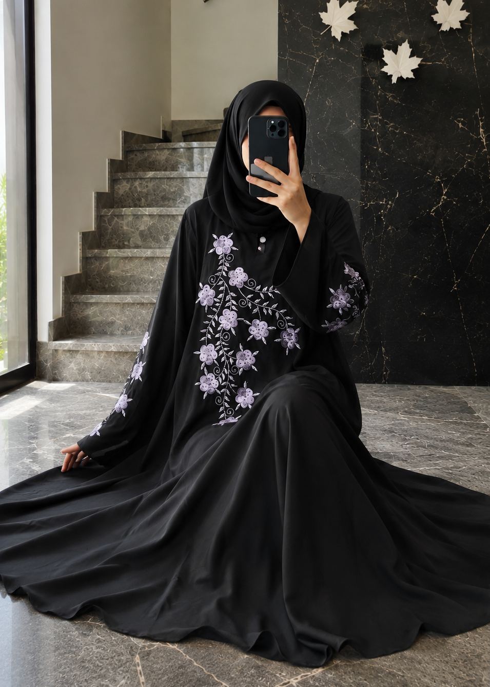 1777 - ZIAH FULLY CLOSED ABAYA | BLACK