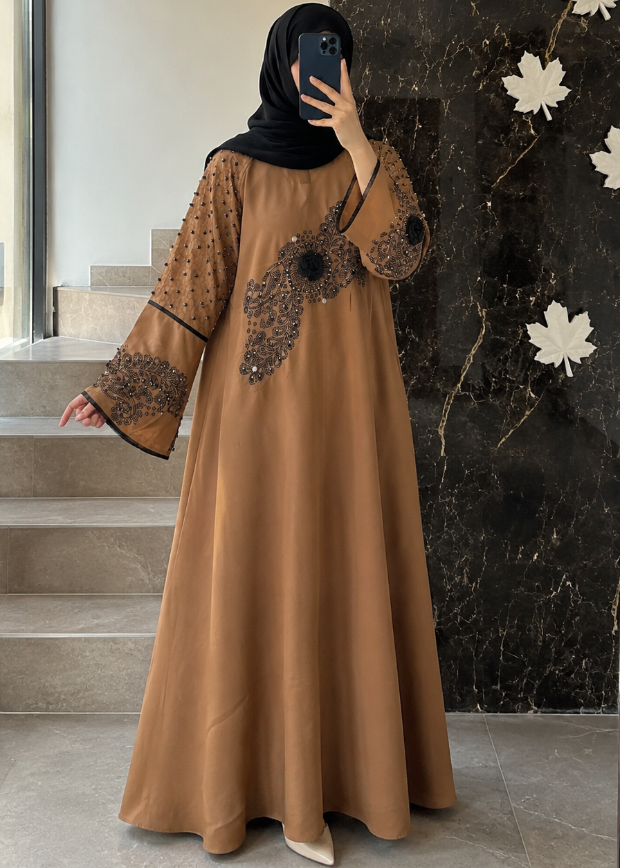 5639 - HANDWORK ABAYA | ORNG