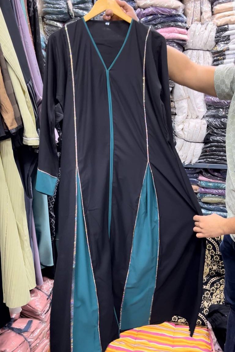 Imported Contrast 2 Kali Abaya SKY BLUE ( New Launch )