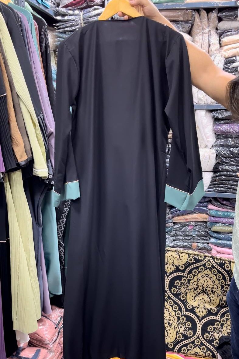 Imported Contrast 2 Kali Abaya SKY GREEN ( New Launch )