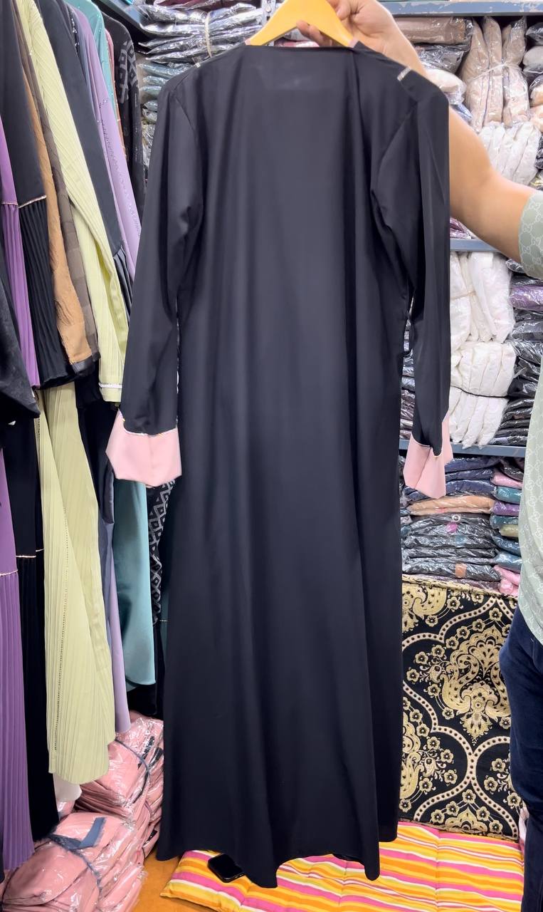 Imported Contrast 2 Kali Abaya PEACH ( New Launch )