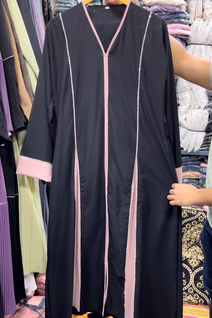 Imported Contrast 2 Kali Abaya PEACH ( New Launch )