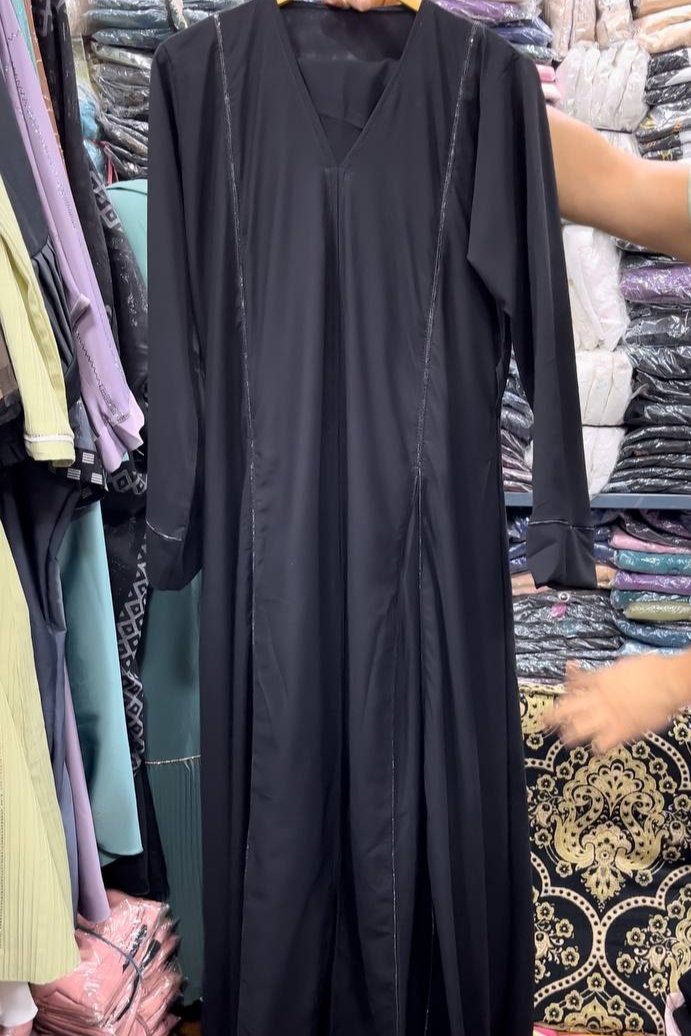 Imported Contrast 2 Kali Abaya BLACK ( New Launch )