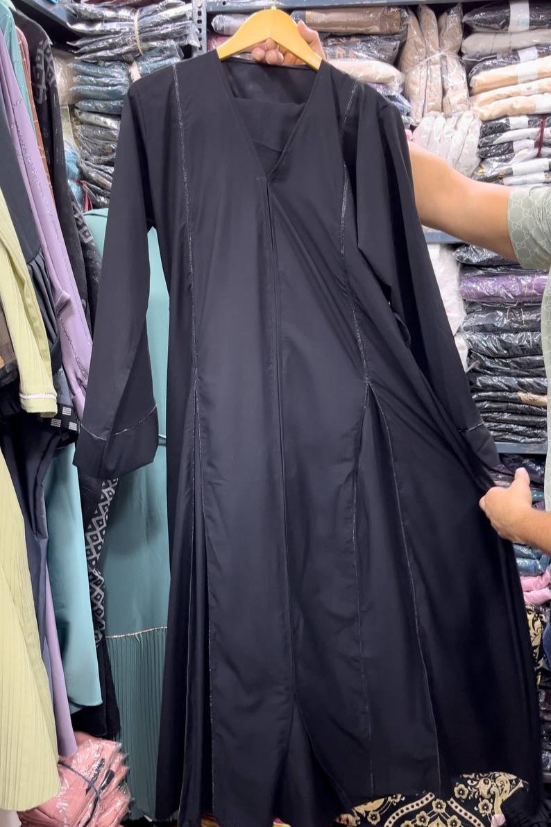 Imported Contrast 2 Kali Abaya BLACK ( New Launch )