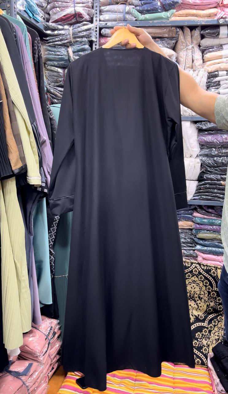 Imported Contrast 2 Kali Abaya BLACK ( New Launch )