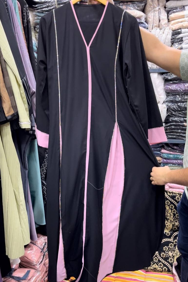 Imported Contrast 2 Kali Abaya BABY PINK ( New Launch )