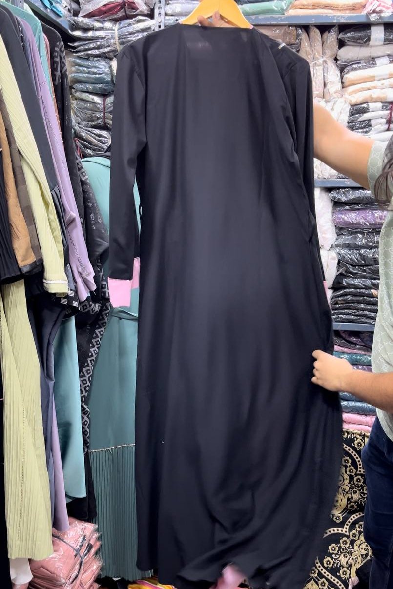 Imported Contrast 2 Kali Abaya BABY PINK ( New Launch )