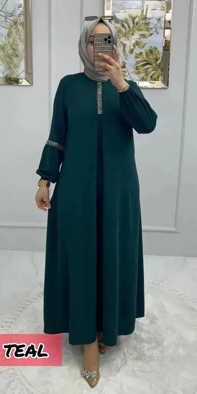 6001 - Aash Basic Abaya | FLOW TEAL