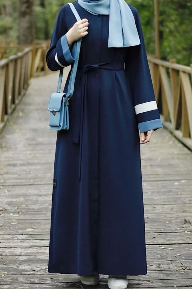 HAIMA FRONT OPEN ABAYA | BLUE