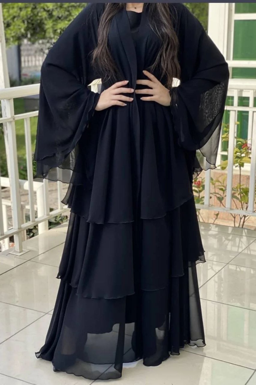 Demanded 3 layared Abaya ( BLACK )