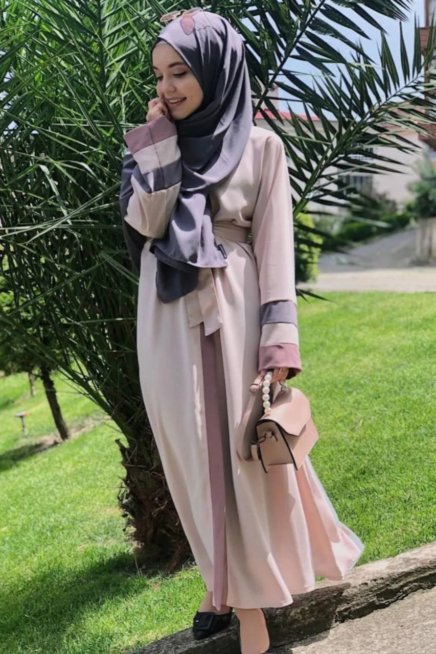 Haima Front Open Sleeve Contact Abaya ( NUDE )