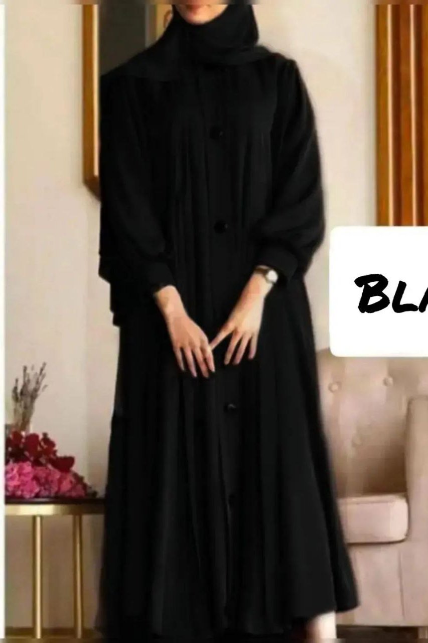 Daily Wear Button Abaya ( BLACK )