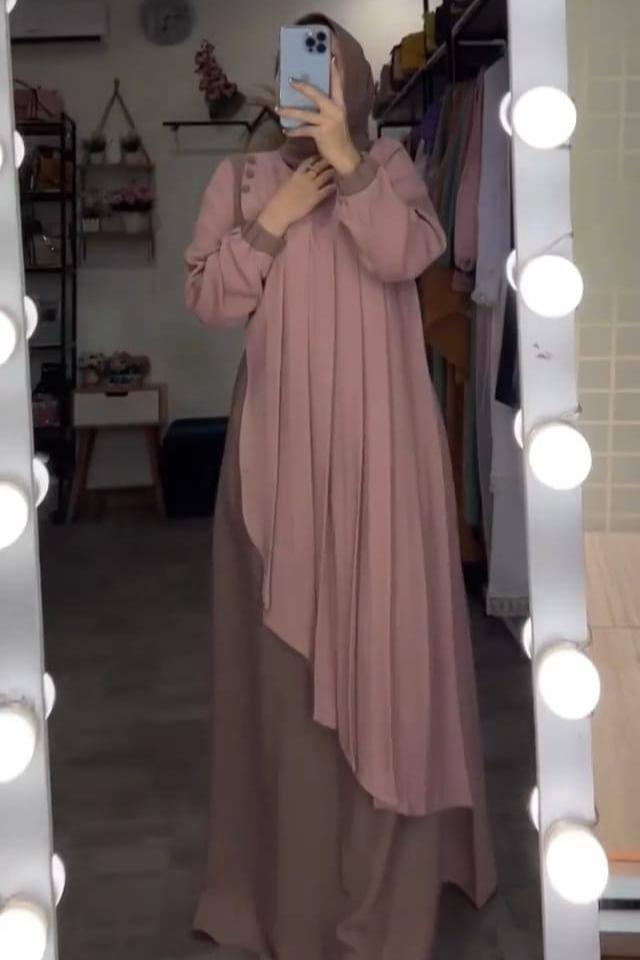 Iqra Plates Work abaya NUDE ( Most Viral Abaya )