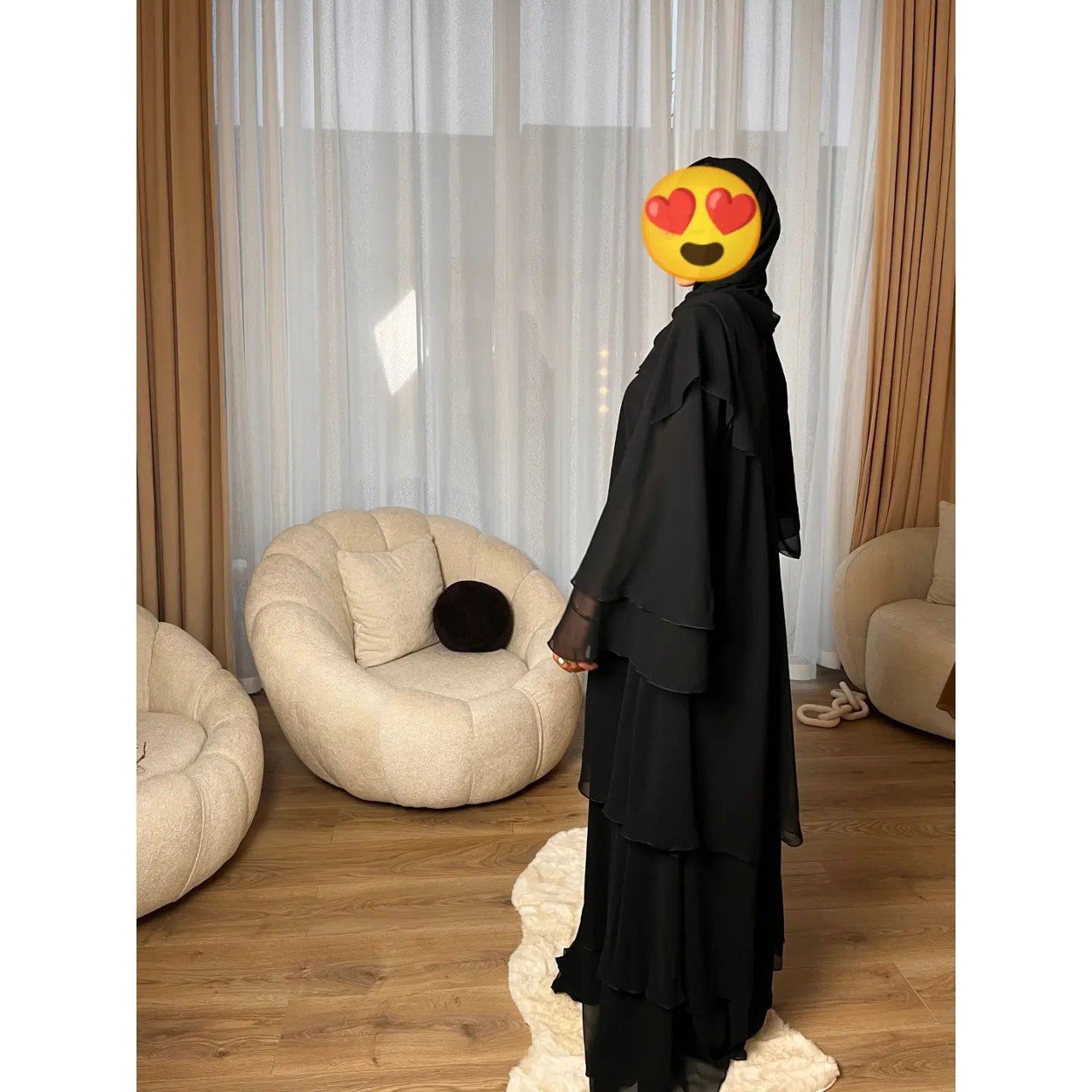 Maleshiyan 3 Layar Abaya ( Imported & Limited Stock ) - JET BLACK