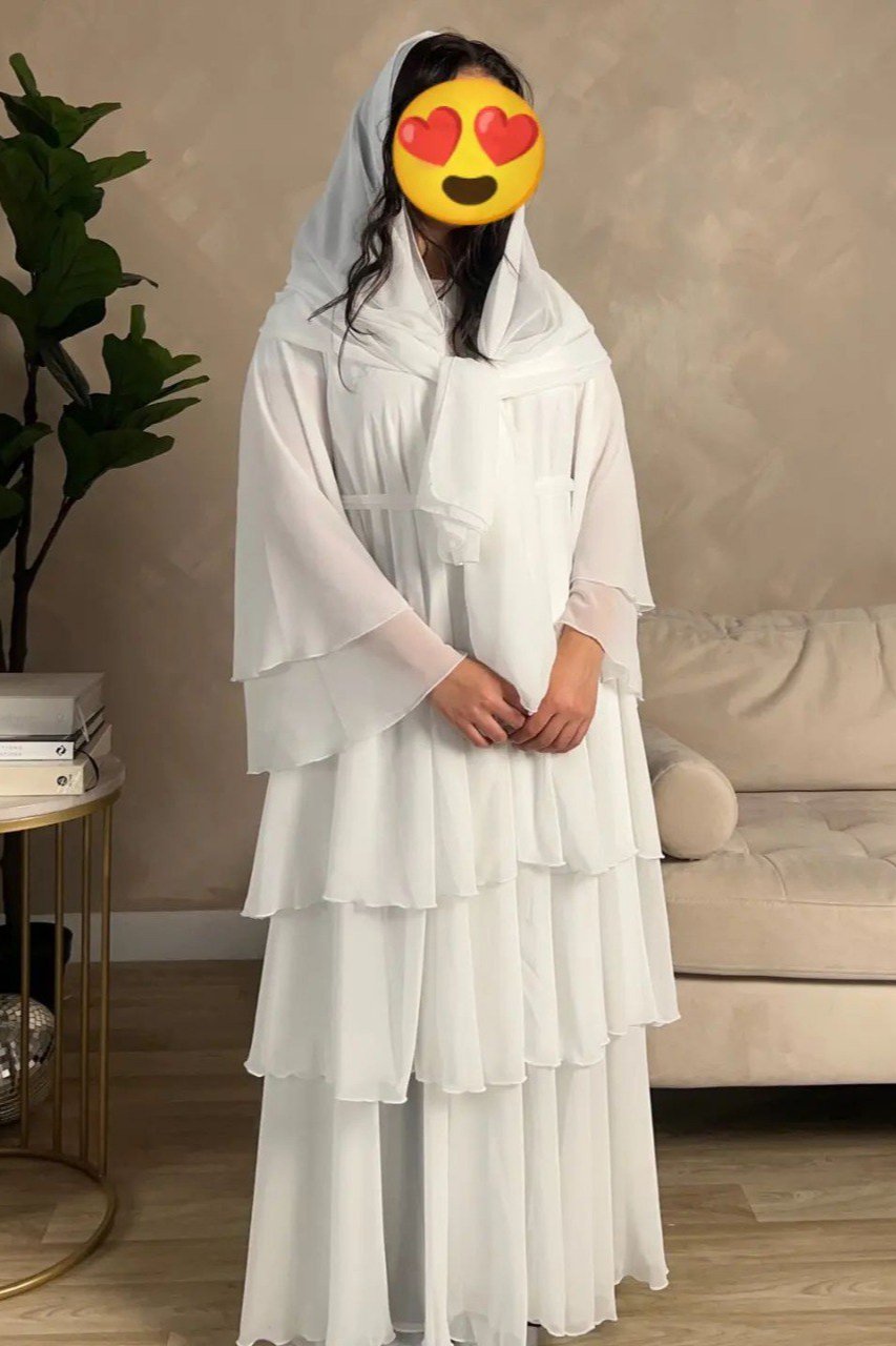 Maleshiyan 3 Layar Abaya ( Imported & Limited Stock ) - WHITE