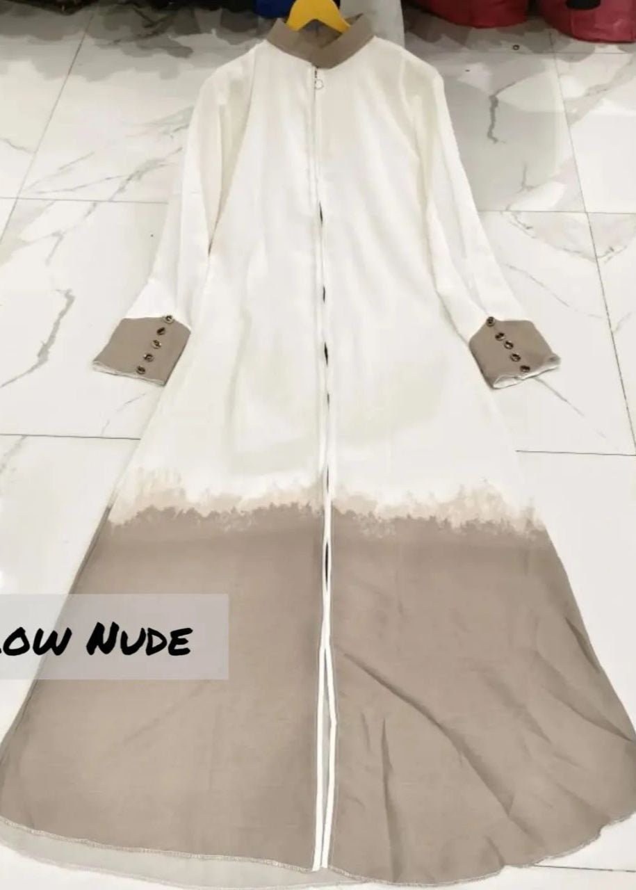 Juniba Tai Dye Fully Zipper Abaya LOW NUDE ( Limited - Edition )