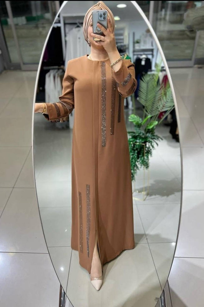SAIMA ZIPPER ABAYA | MOCHA BROWN