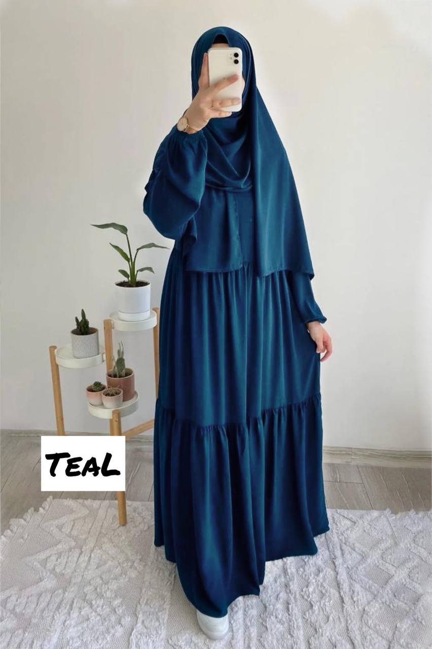 Tuba Frill Abaya TEAL ( Limited Stock )