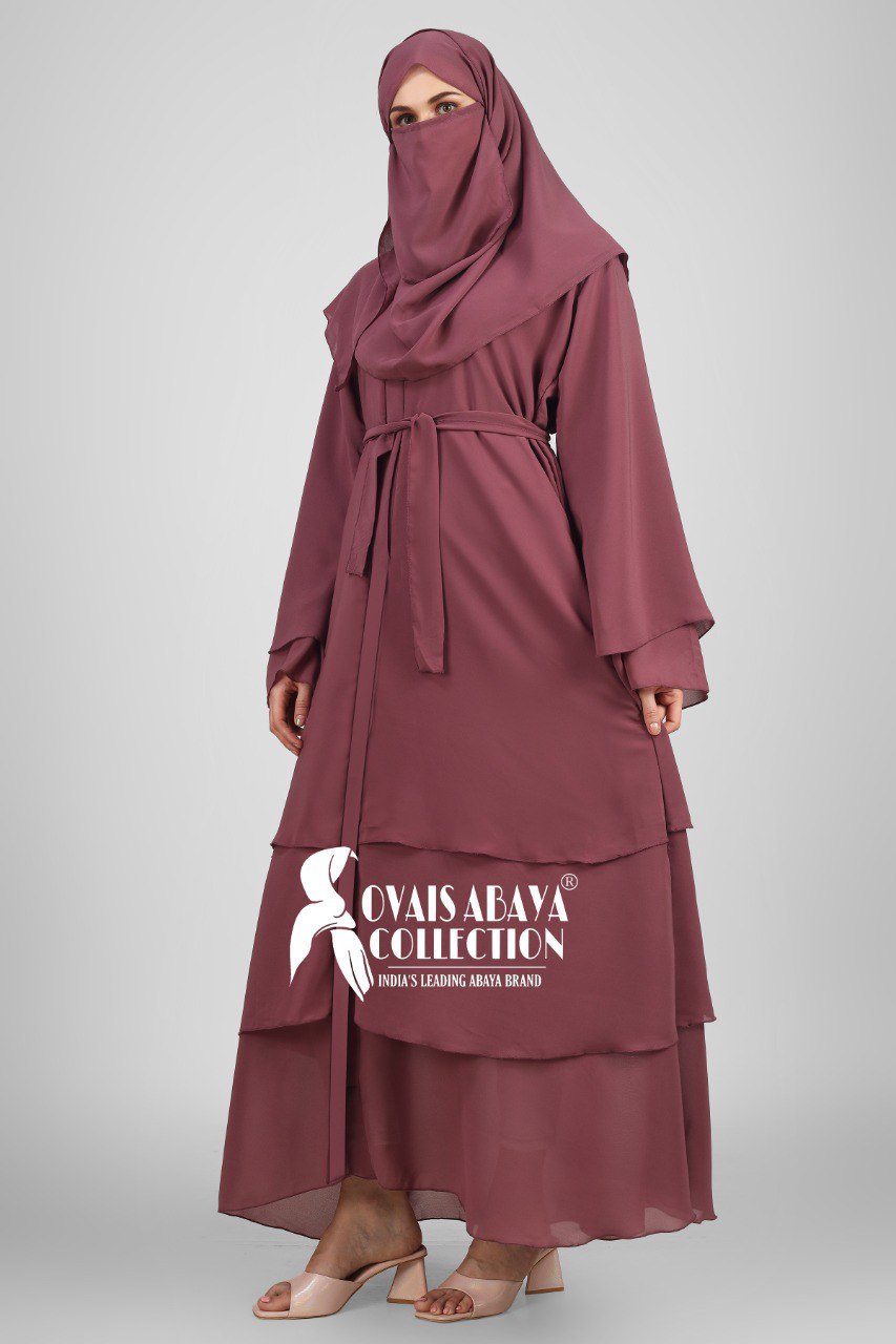 Maleshiyan 3 Layar Abaya MAUVE PINK  ( Imported & Limited Stock )