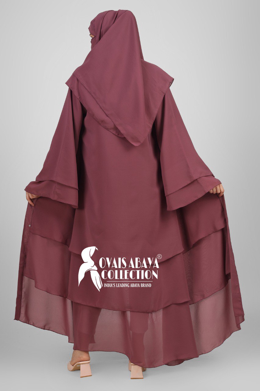 Maleshiyan 3 Layar Abaya MAUVE PINK  ( Imported & Limited Stock )